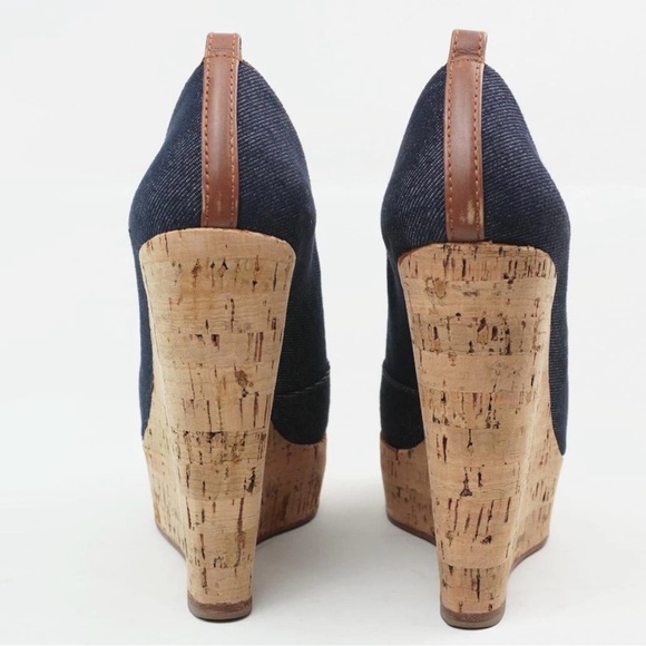 Christian Louboutin Navy Denim Wedges - Picture 4 of 5